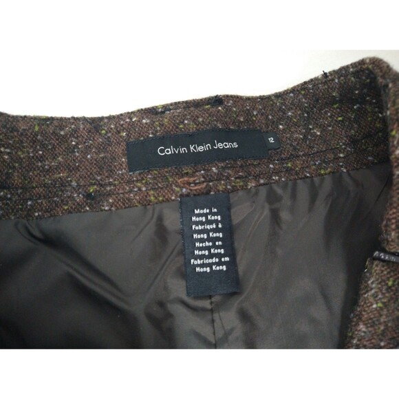 NWT VINTAGE Calvin Klein Wool Blend Pocket Brown Pleat A-Line Mini Skirt Size 12 - Picture 5 of 10